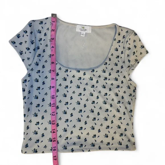 NWT Live In The Moment Large Blue Floral Crop Top Y2K Grunge - Picture 5 of 5